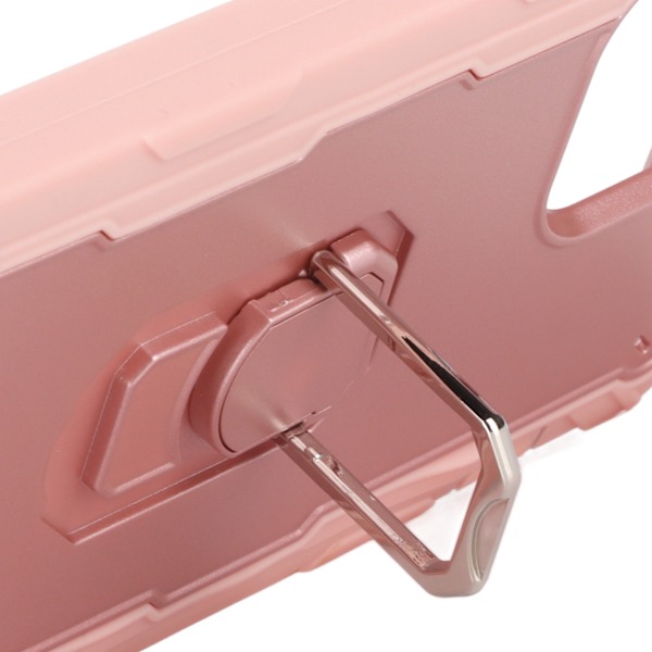 Reptålig pansarskydd med stativ för iPhone 13 Pro Max mobiltelefoner Pansarskyddsfodral (rosa guld)