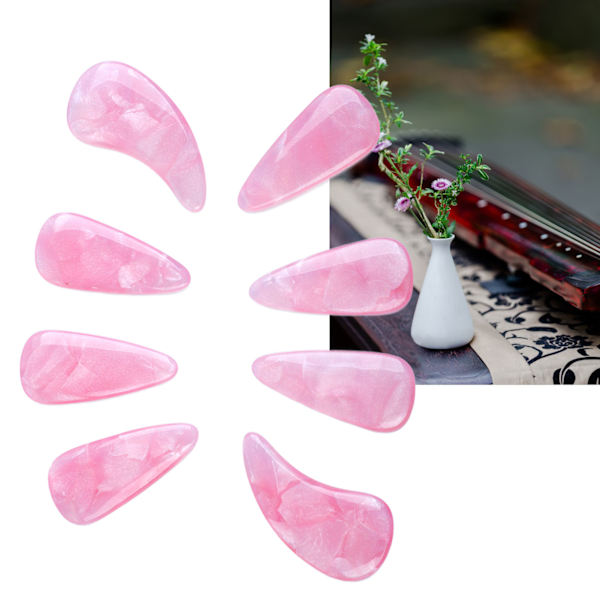 8 st Guzheng fingerpicks i silikonpolymer - Delikat, slät yta, elastisk, professionell Guzheng nagelskydd, persikafärg