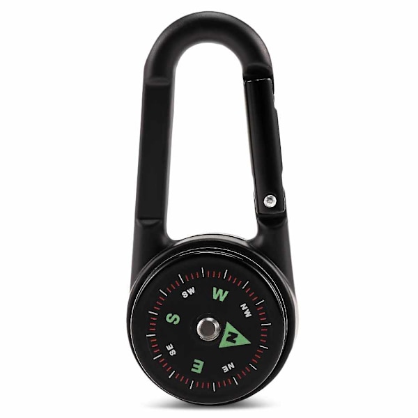 Överlevnadskit för vardagsbruk, Mini Kompass Karbinhake med Termometer Nyckelring, Portabelt Utomhusverktyg för Vandring Camping Klättring Jakt