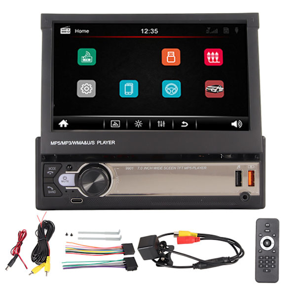 7 tuuman auton MP5-soitin HD-taitettava näyttö 12 LED-peruutuskamera langaton Carplay Android Auto -auton multimediasoitin