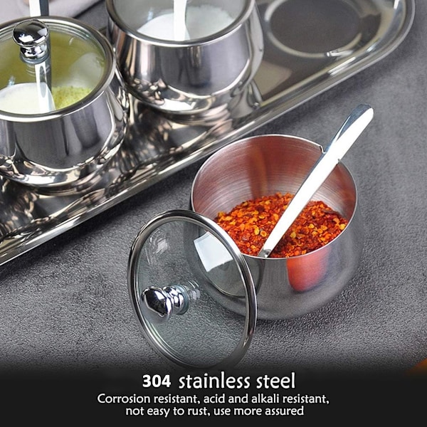 Mångsidig Förvaring, Sockerskål i Rostfritt Stål med Bred Användning, Oxidationsbeständighet, Klassisk Design, Diskmaskinsäker, 3 dl Fast Material Eller 0,12