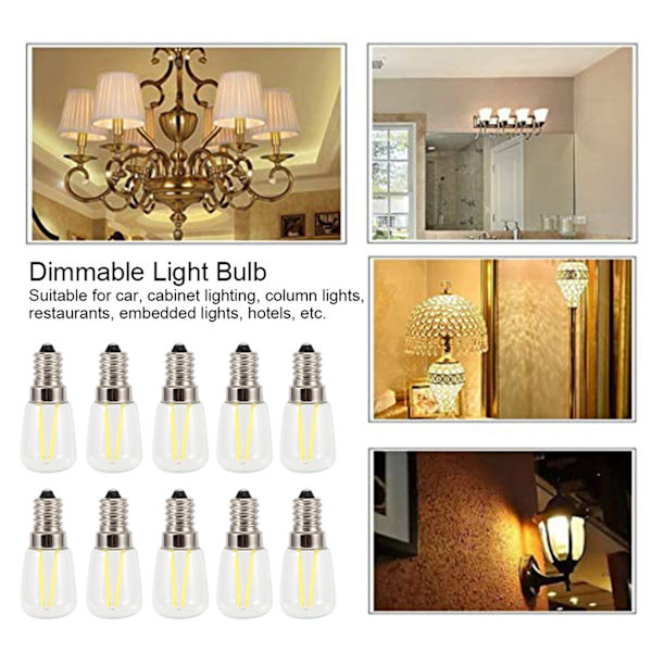 10 stk. Mini dimbar E14 LED-pære 1,5W AC 110V for lysekrone
