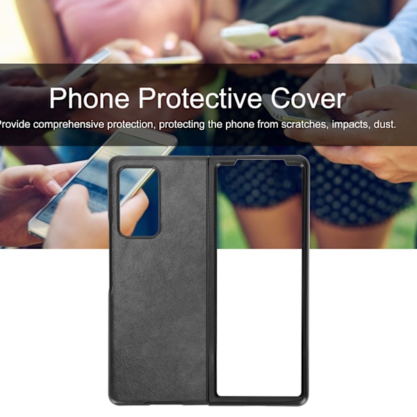 Mobilt telefonfodral i läder för Samsung Galaxy Z Fold 2 skyddande fodral AntiFall-fodral (svart)