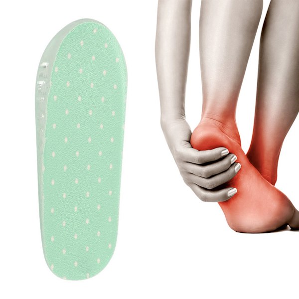 1,5 cm silikone gel indlægssåler højdeforøgelse fod orthotic bue støtte hæl puder grøn