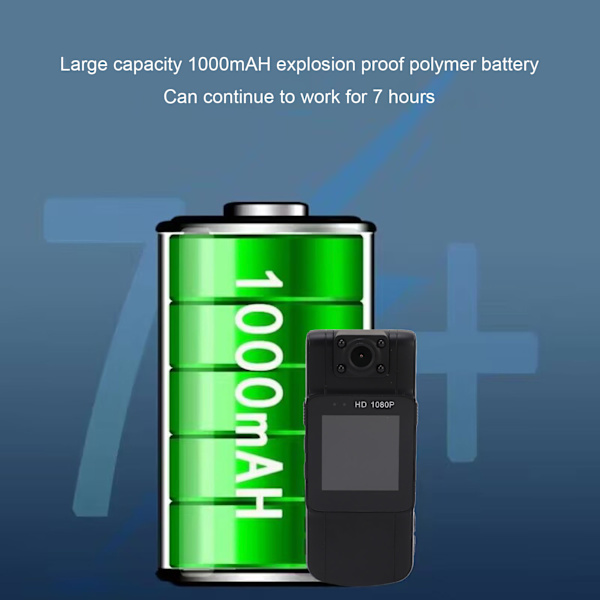 Mini Body Camera 1080P Infrarød Nattesyn Bevægelsesdetektering 180 Graders Rotationslinse 1,54 tommer Display Body Worn Camera