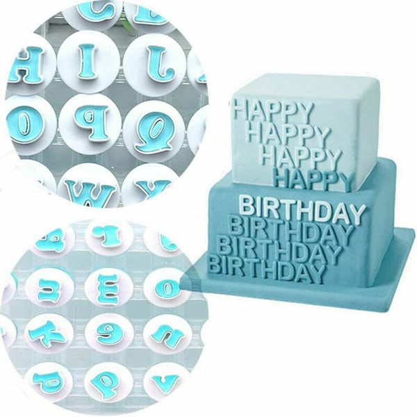 Dekorera Tårtor Cupcakes, Livsmedelsgodkända Mini Gemener Alfabet Fjäderstämplar, Direkt Prägling Fondant Stämplare för Tårtbakverk