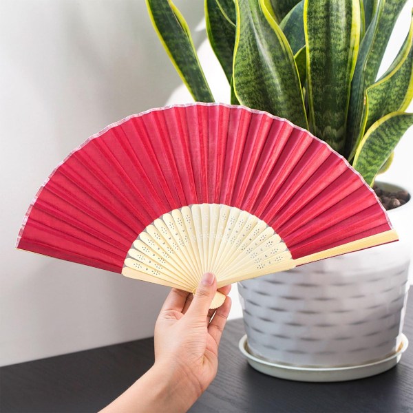 Bamburibbor av högsta kvalitet, handfläkt, hopfällbara bambufläktar med kompakt bärbar design, östlig stil för DIY-dekoration, lättviktig och hållbar för