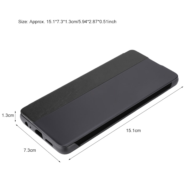 Mobiltelefonfodral Flip Type Case Smart Sleep Protection Cover för Huawei P30 Svart