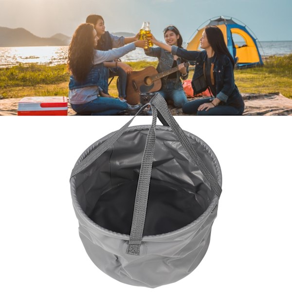 Hopfällbar Hink Tjockad Stor Kapacitet Bärbar Fällbar Vattenbehållare med Handtag för Camping Fiske Grå 20L