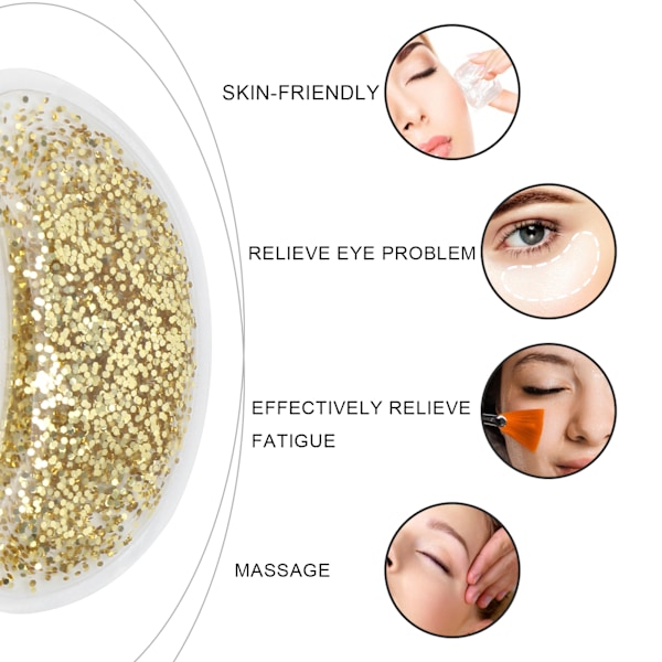 Glitter Sequin Genanvendelig Øjengel Ispose Køling Varmende Øjenpose Plaster til Mørke Ringe Guld