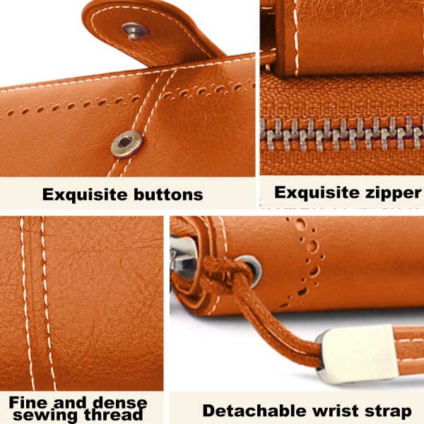 Plånböcker för kvinnor Äkta läder Kreditkortshållare med blockering Stor kapacitet Wristlet