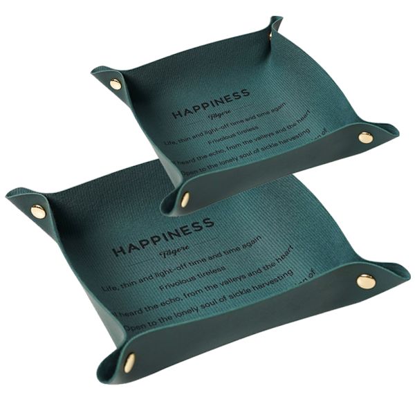 Valetbricka Skrivbordsförvaring Organizer - Multi-Use Läder Catchall Bricka Sängbord Caddy Tärningshållare för Nycklar, Telefon, Plånbok, Mynt, Smycken,