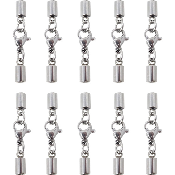 10 st 3 mm rostfria läderkabeländlock med hummerlås