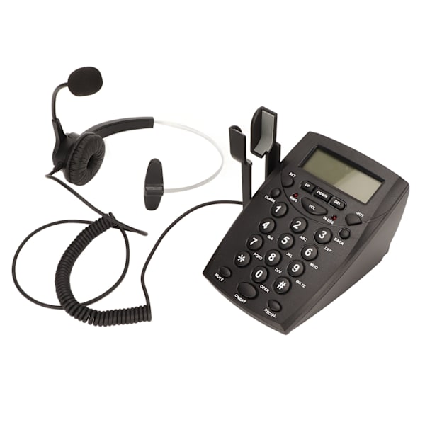 Sladdad headset-telefon med brusreducering FSK DTMF Caller ID knappsats fast telefon med hörlurar för callcenter kontor