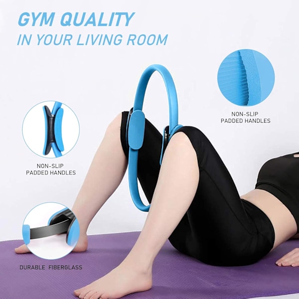 Solid Pilatesring i Glasfiber, Magisk Cirkel med Dubbla Grepp för Kroppsträning, För Yoga, Fysioterapi &amp; Helkroppsträning, Inkluderar Vaddering