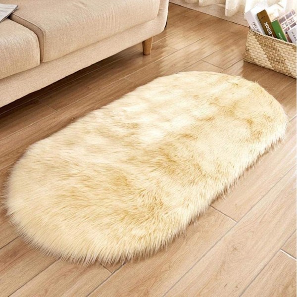 Premium Konstgjord Djurullsmatta, Elegant Beige, Underbart Mjuk 40 X 60 Cm, Året-Runt-Komfort För Sovrum Eller Vardagsrum, Allergivänlig Med