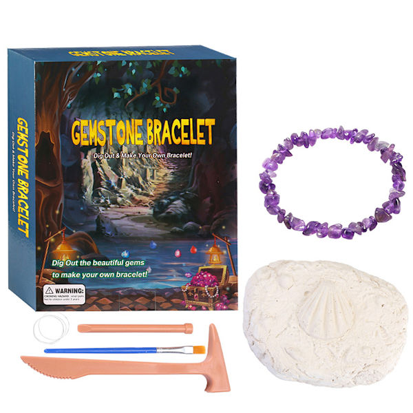 Krystalltone Dig Kit for Kids  Mining Kit for DIY Armbånd Making Excavate Simulation Digging Kit Geologi Naturvitenskap Leker