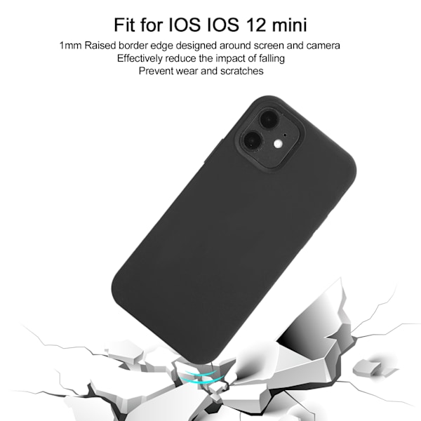 Telefonskal i silikon, skyddande fodral, stöttåligt mobilfodral, passar till IOS 12 Mini (svart)