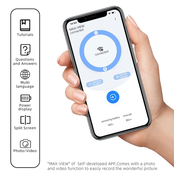 Trådløst digitalt mikroskop 50‑1000X forstørrelse 2 millioner piksler 1080P HD med justerbart stativ for Android for IOS