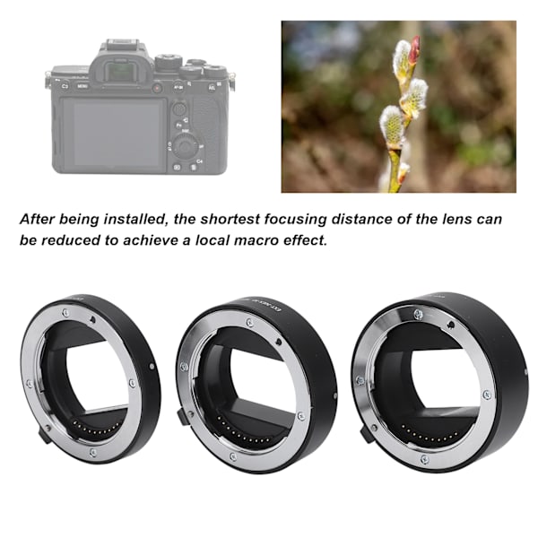 Autofokus Makroförlängningsrör Adapterring 10mm 16mm 21mm för Sony E-Mount Objektiv