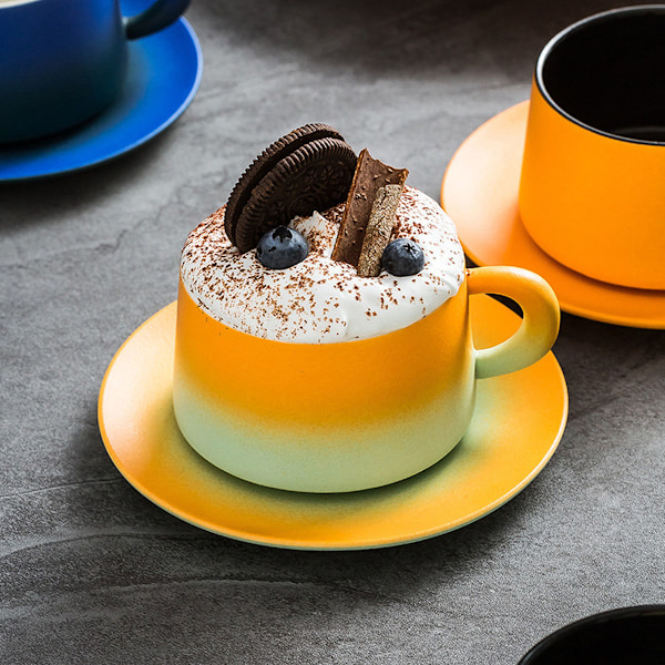 Novely tekoppar för cappuccino, Oasis-serien muggar med mikrovågssäker funktion, diskmaskinssäker och perfekt present till kaffeälskare, designad för