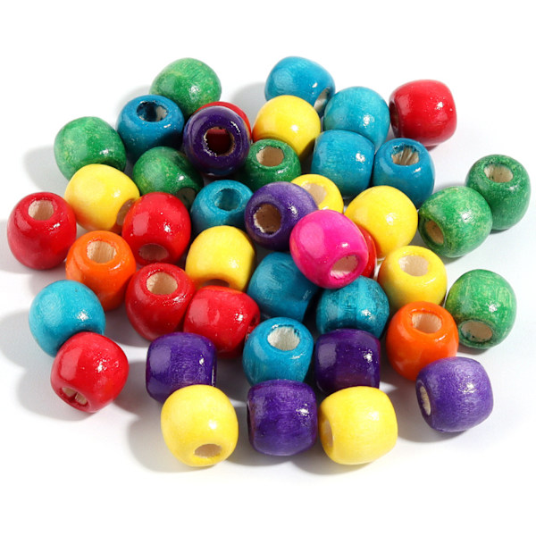 200 st Träpärlor i Tunna, 5 mm Färgade Träpärlor, Runda Trädningspärlor, Hårflätningspärlor, Naturliga Stora Träpärlor för Makramé, DIY Armband,