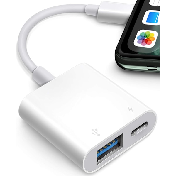 iPhone iPad OTG-adapter, Lightning till USB-omvandlare med Plug and Play & Laddningsport, USB-minne & Kortläsarkompatibilitet Midi