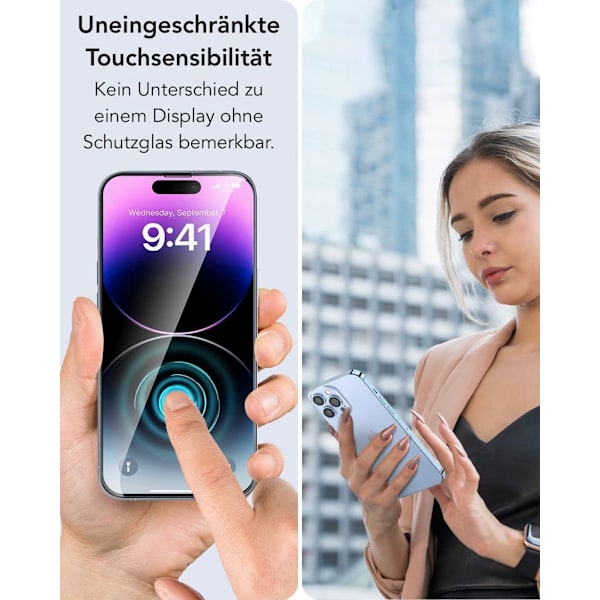 360 Graders Sekretess Skärmskydd För iPhone 14 Pro Max, Beröringskänsligt Dubbelt Förstärkt Härdat Glas Med Cool Färgelektroplätering Och Anti