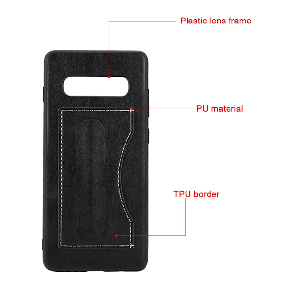 Enkel stil PU läder korthållare fodral för Samsung S10 bakre telefonfodral (svart)