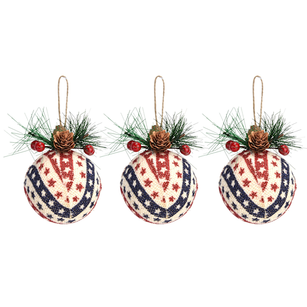 Juldekoration i lantlig stil, 3 st Rutiga julgranskulor med färgbeständig design, Lämpliga för träd i standardstorlek, Rustika julgransdekorationer