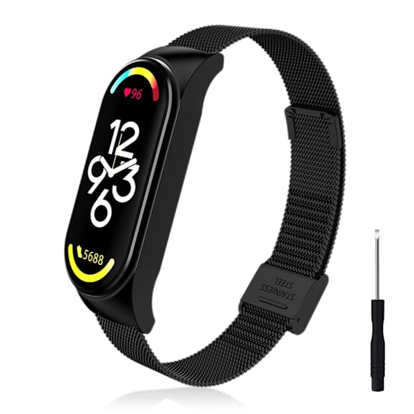 Vaihdettavat rannekkeet yhteensopivat Xiaomi Band 7:n kanssa, metalliset hihnat, vedenpitävät ruostumattomasta teräksestä valmistetut hihnat, helppo asentaa työkaluilla