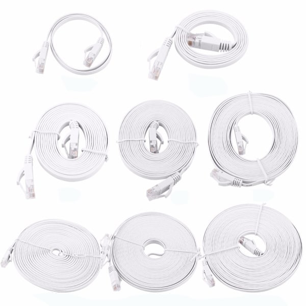 0,5 m 1,5 m 2 m 3 m 5 m 10 m 15 m 20 m Ethernet-kabel Hög hastighet RJ45 CAT6 Platt Ethernet Nätverks-LAN-kabel UTP Patch Router Dator Kablar