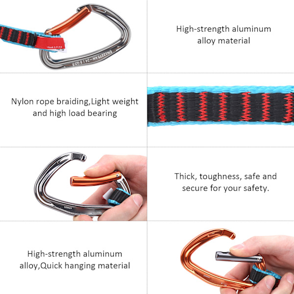 Ulkokiipeilynsuojaus Pikaveto Nylon Litteä Vyö Karabineeri Suora Kaareva Ovi