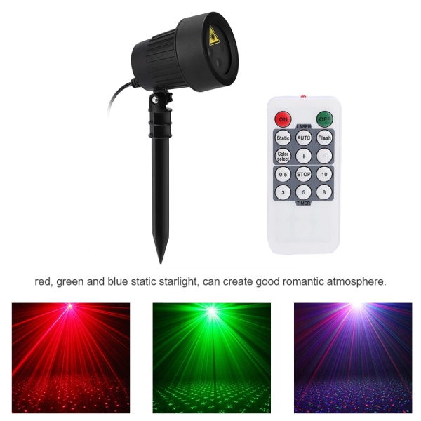 Udendørs projektorlampe RGB stjerne statisk lys til haveplæne med
