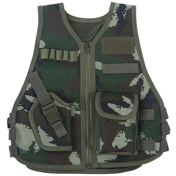 Barnkamouflageväst med flera fickor för strid utomhus jaktspel (Jungle Camouflage S)
