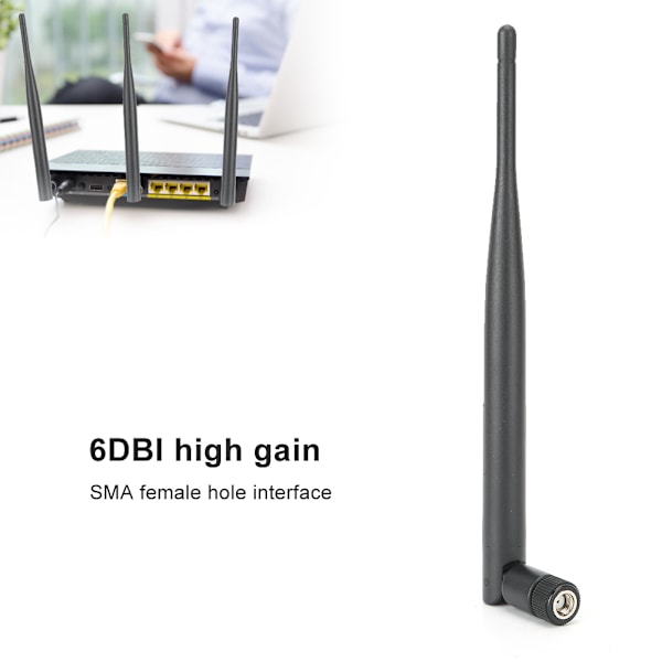 2 stk ruterantenne holdbar WIFI-system 6DB høy forsterkning 2.4/5.8G Dual-Band SMA innerhull