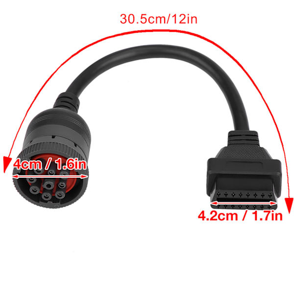 Kuorma-auton diagnostiikkarajapinta naaras 16-pin OBD2 9-pin adapterikaapeli autodiagnostiikkatyökalulle