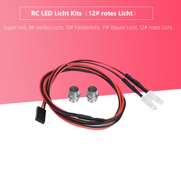 2PCS 5mm strålkastare RC tillbehör LED-lampor för 1/10 modell driftbil fordon (12# rött ljus)