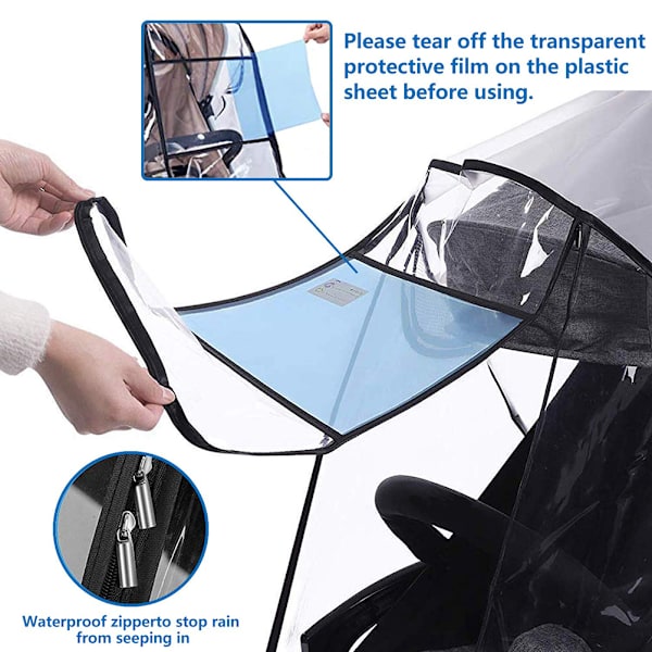 Transparent Barnvagnsregnskydd Universellt Vattentätt Skydd Baby Barnvagn Barnvagn Regnskydd