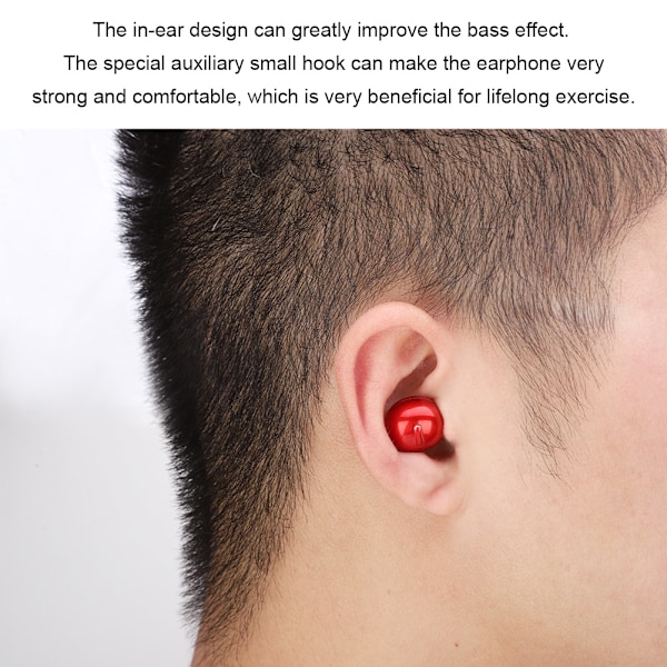 Bärbar trådlös Bluetooth-hörlur för bil, USB-magnetisk laddning, in-ear-hörlurar (röd)