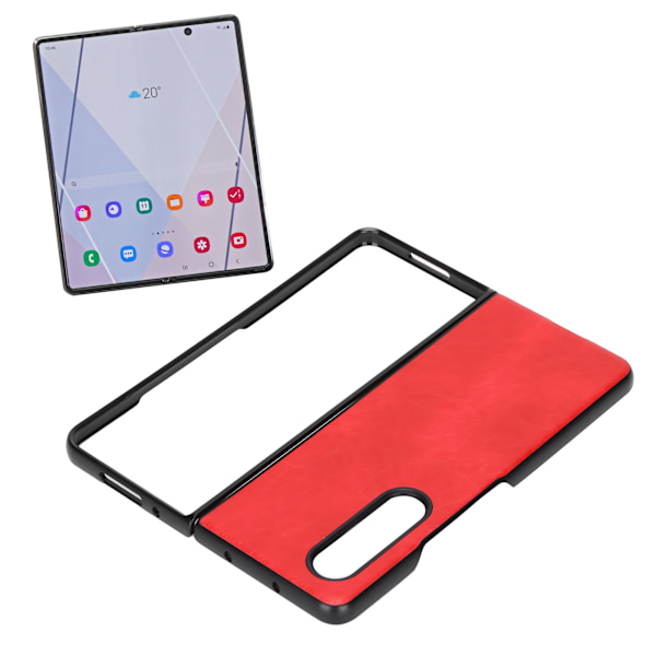 Läderfodral för smartphone, stöttåligt telefonskydd för Samsung Galaxy Z Fold 3, röd