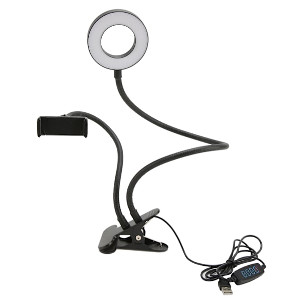 Selfie Ring Light 10 nivåer lysstyrke 3 lysfarger 5000K LED kamera ringlys for salong sminke svart