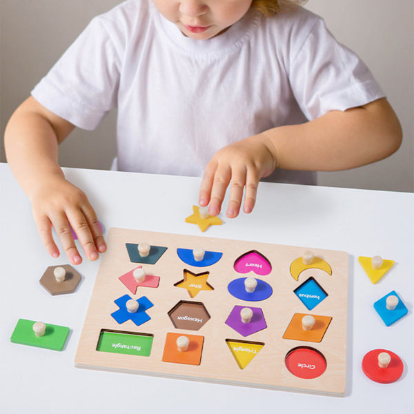 Form Puslespil Træ Puslespil til Småbørn, Puslespil Montessori Sha
