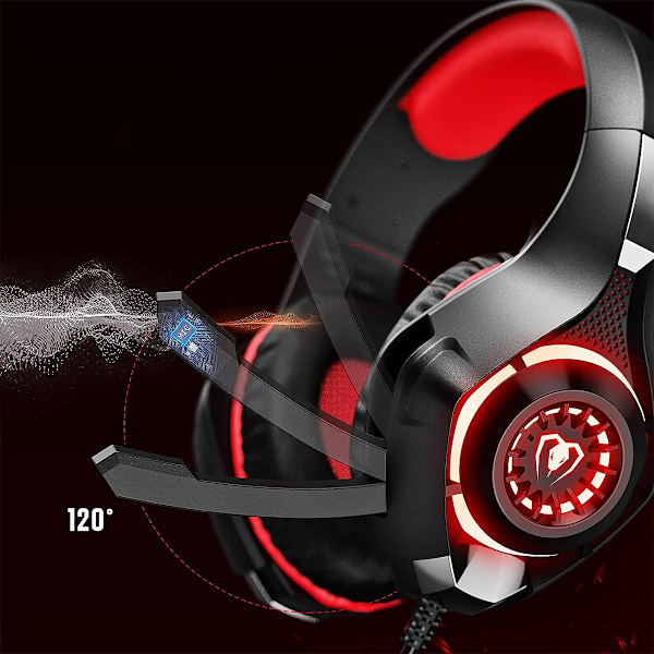 Trådlöst Gaming Headset, 360° Stereo Surroundljud för Förbättrad Spelupplevelse, Mjuka Öronkuddar i Proteinläder för Ultralätt Komfort