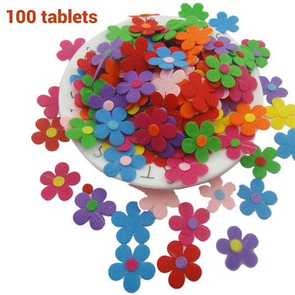 100 pcs 28mm DIY Felt Flower Craft Kit for Kids Flower Vase Arts and Crafts Project Fun DIY Activity for Children