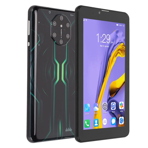 7-tums surfplatta Octa Core-processor 2 GB RAM 32 GB ROM 5G WIFI Dual Band Bärbar surfplatta PC för Android 10 100‑240V Grön EU-kontakt