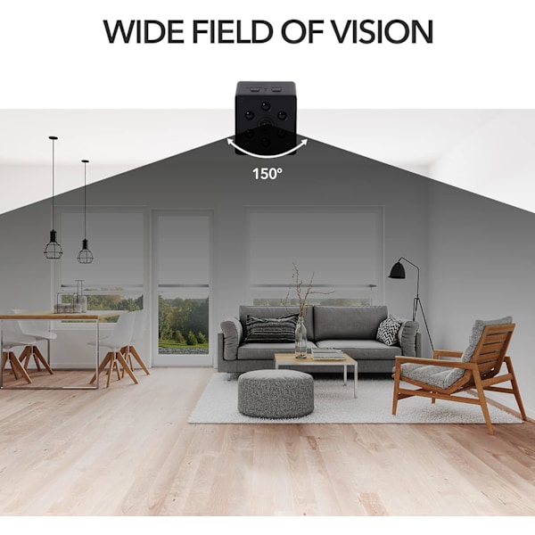 Mini-kamera för video i realtid, trådlös WiFi HD 1080P säkerhetslösning, dold barnvaktskamera med mörkerseende, rörelsedetektering och kompakt design