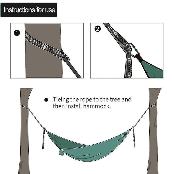 Lätta &amp; Kompakta Hängmatteband för Träd, Perfekta för Vandring, Extra Starka med 1800 kg Kapacitet, Knutfri Design, Vattenavvisande &amp;