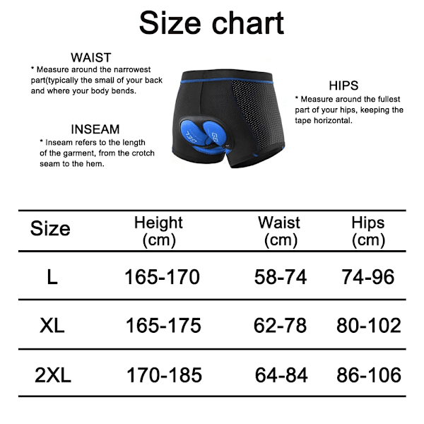 1 stk sykkelundertøy for menn, polstret gel sykkelshorts med polstring, sykkelshorts, undershorts, sklisikker