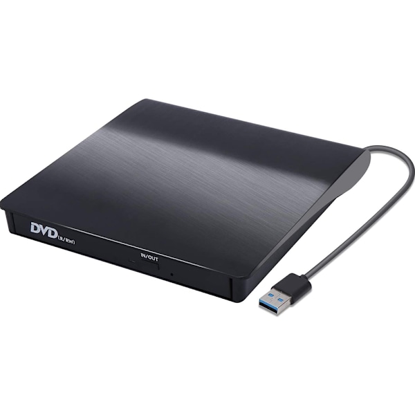 Multimedia Maestro, USB 3.0 & Type C Extern CD/DVD-spelare med Halkskyddande Gummi för Stabilitet, Borstad Textur för Stil och Bakåtkompatibilitet